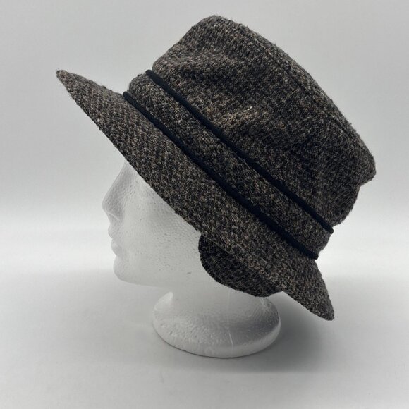 Tilley Winter Hat Tilley Endurables Wool Size 7 1/2 Tweed Brown Ear Flaps - Picture 4 of 8